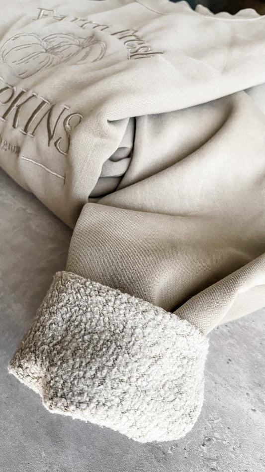 Cement Colored Farm Fresh Pumpkin Vintage Crewneck Sweater