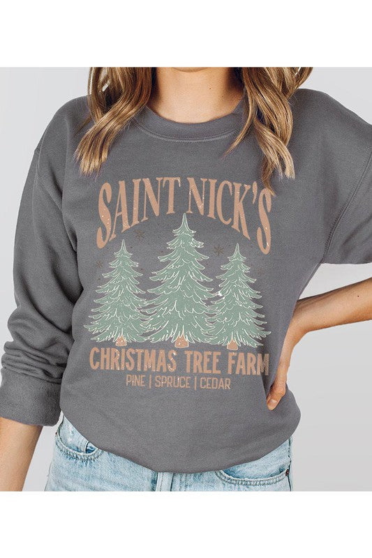 Saint Nick's Tree Farm Oversized Crewneck