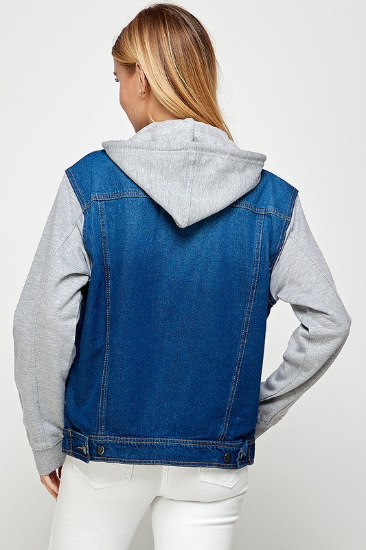 Denim Jacket with Fleece Hood