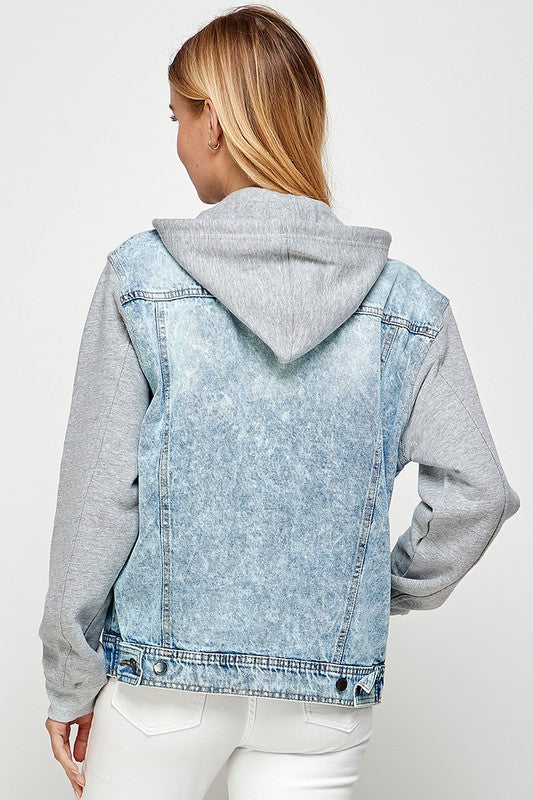 Denim Jacket with Fleece Hood