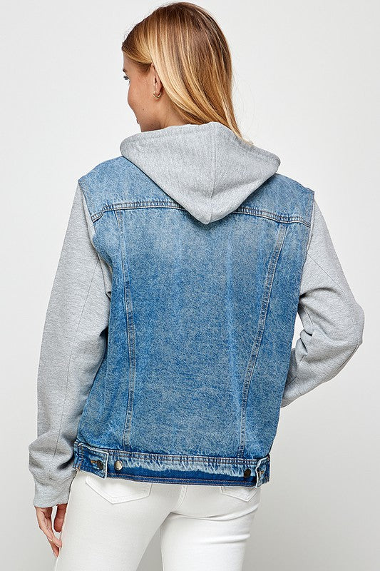 Denim Jacket with Fleece Hood