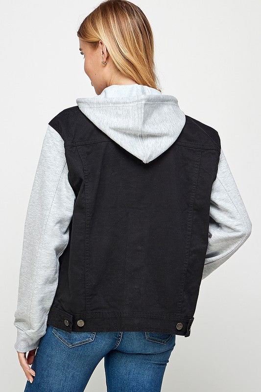 Denim Jacket with Fleece Hood