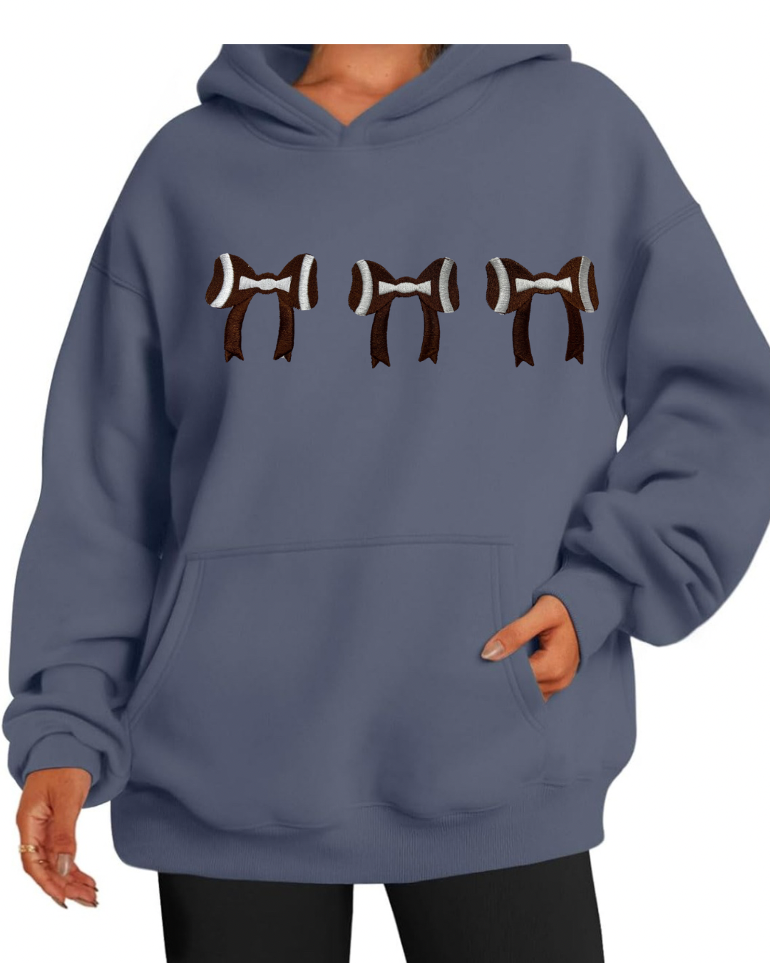 Embroidery Football Bows Sweatshirt