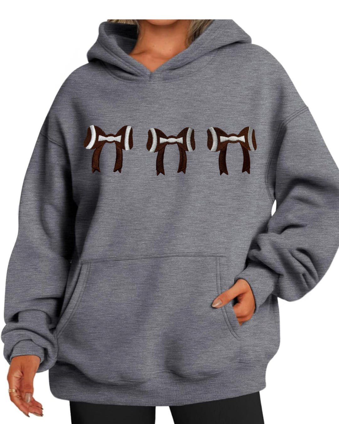 Embroidery Football Bows Sweatshirt