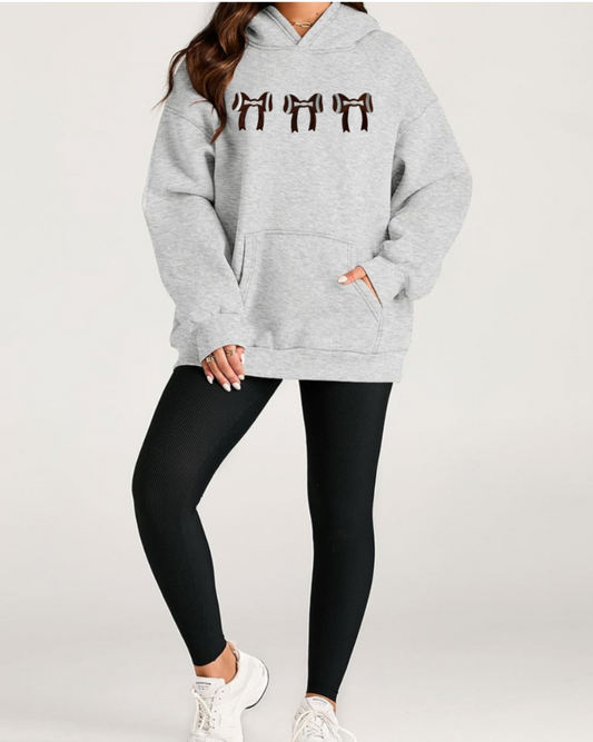 Embroidery Football Bows Sweatshirt